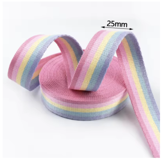 25mm webbing - Pastel rainbow