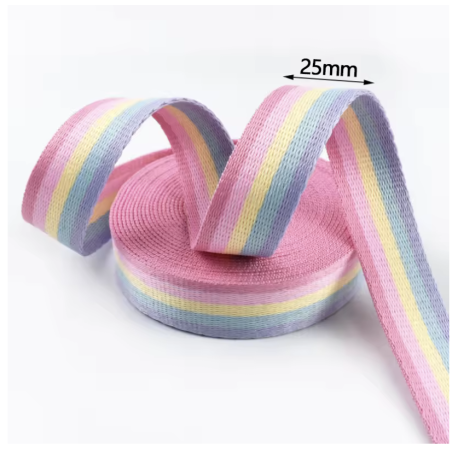 25mm webbing - Pastel rainbow