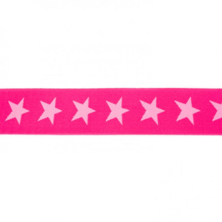 Elastic band with stars 40mm pink on pink