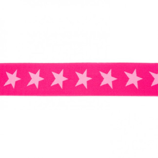 Gummiband mit Sternen 40mm rosa auf pink