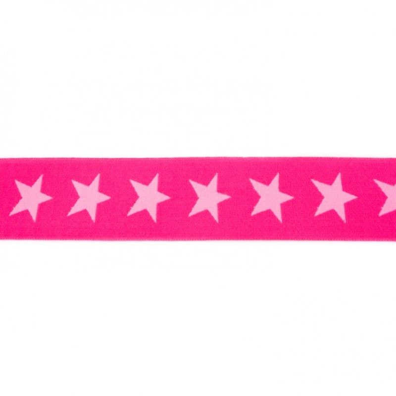 Elastic band with stars 40mm pink on pink