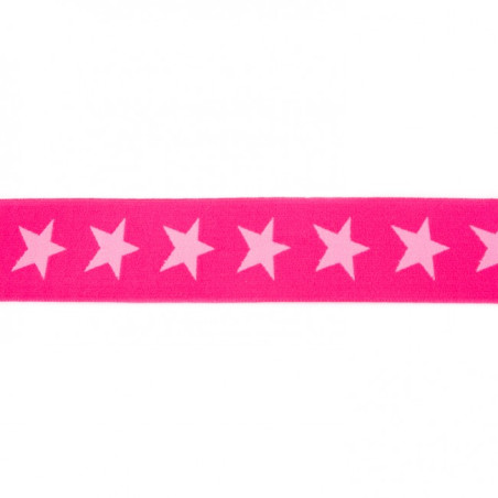 Elastic band with stars 40mm pink on pink