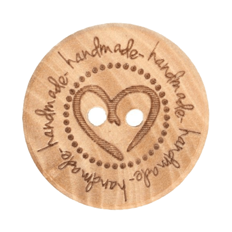 Wooden button Heart handmade 25mm