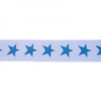 Gummiband mit Sternen 40mm jeans auf hellblau