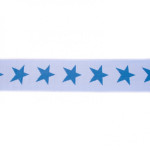 Elastic band with stars 40mm denim on light blue