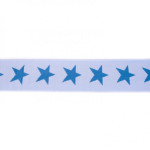 Elastic ribbon with stars 40mm denim on light blue