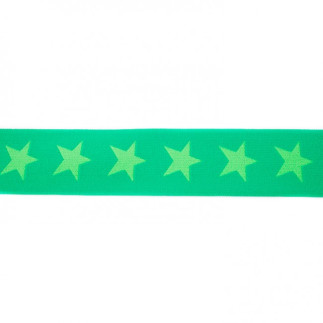 Gummiband mit Sternen 40mm lemon auf grün