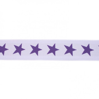 Gummiband mit Sternen 40mm lila auf flieder