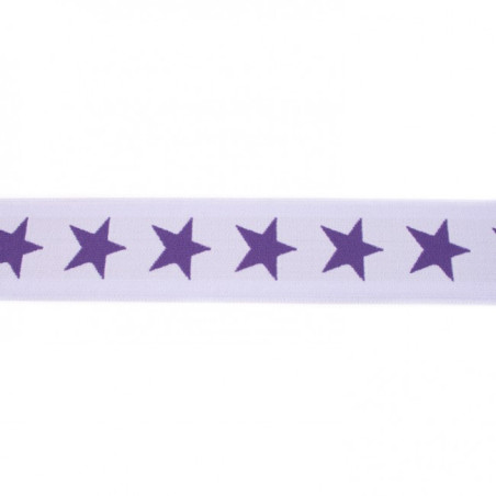 Elastic band with stars 40mm purple on lilac