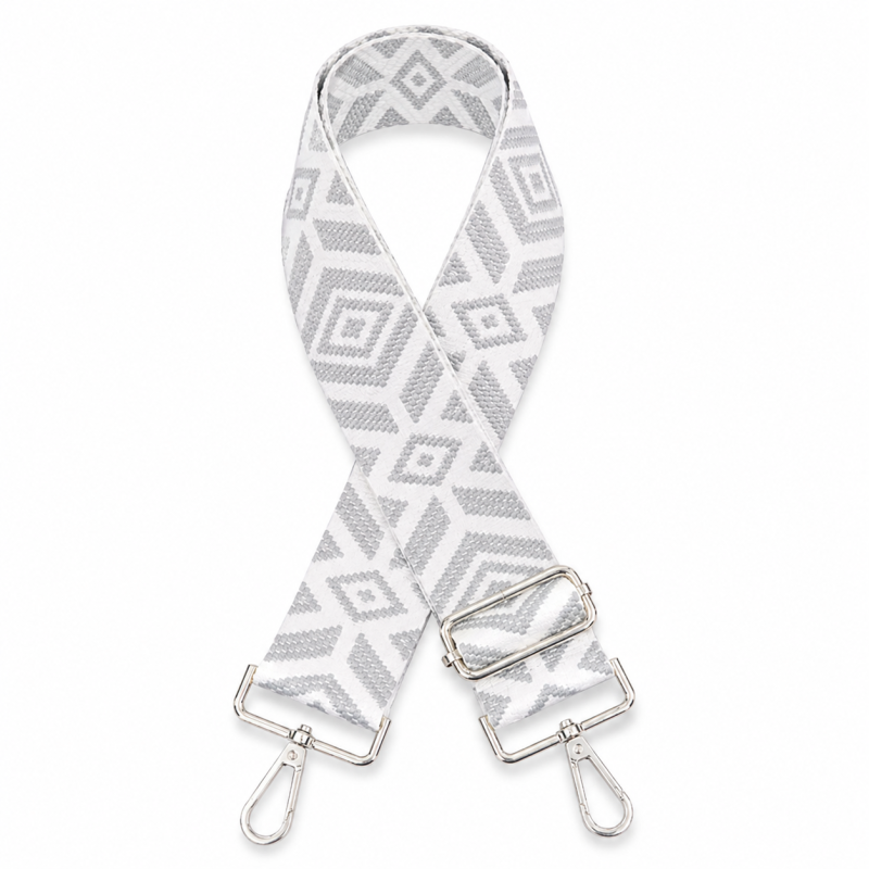 Finished bag strap - Boho diamond grey / ecru Finished bag strap - Boho diamond grey / ecru