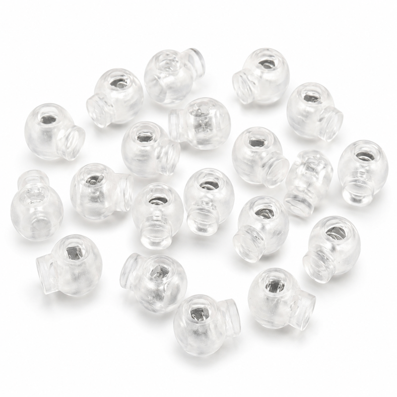 Cord stopper small round 15mm transparent