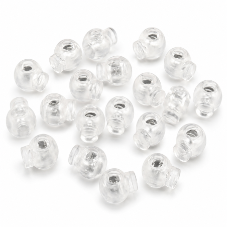 Cord stopper small round 15mm transparent