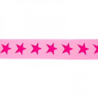 Elastic band with stars 40mm pink on pink