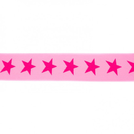 Elastic band with stars 40mm pink on pink