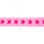 Elastic ribbon with stars 40mm pink on rose