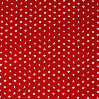 Popeline de coton - étoiles rouges (v)