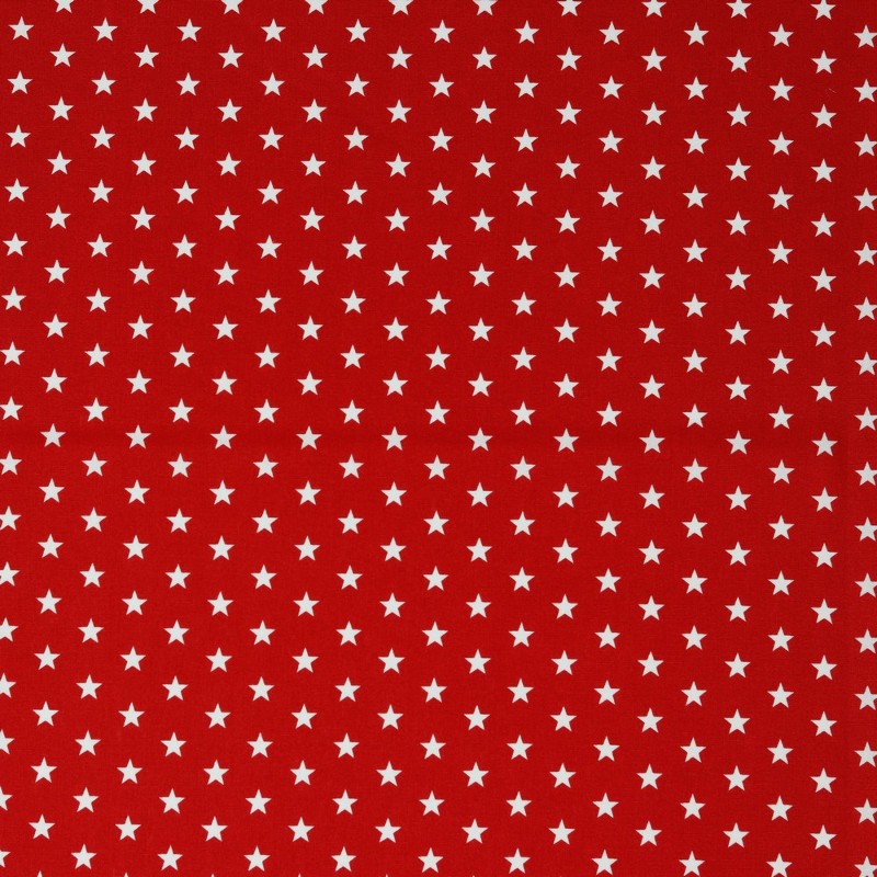 Coton tissé poplin - Petites étoiles rouge (v)