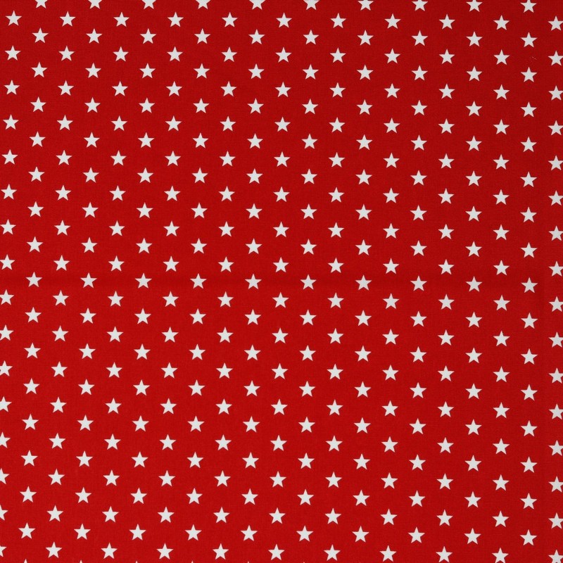 Popeline de coton - étoiles rouges (v)