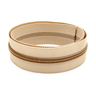 Fermeture éclair sans fin YKK 6 mm métal beige/laiton antique