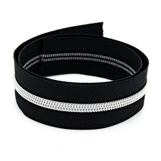 Endless zipper YKK 6mm metal black/silver