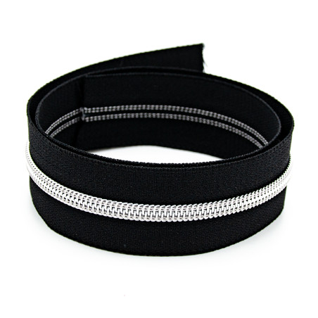 Endless zipper YKK 6mm metal black/silver