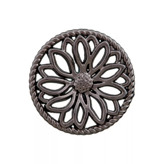 Metal button eyelet 25mm - flower titanium