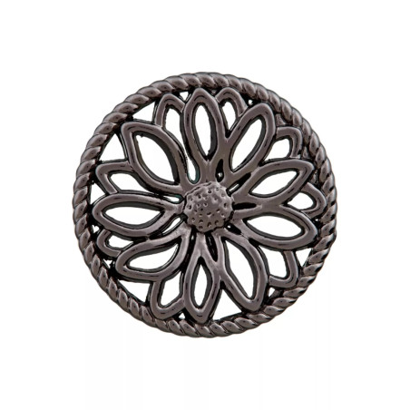 Metal button eyelet 25mm - flower titanium