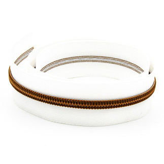 Endless zipper YKK 6mm metal white/antique brass