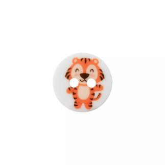Polyesterknopf 12mm - Tiger weiss