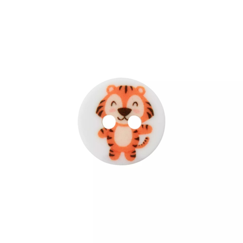 Polyesterknopf 12mm - Tiger weiss