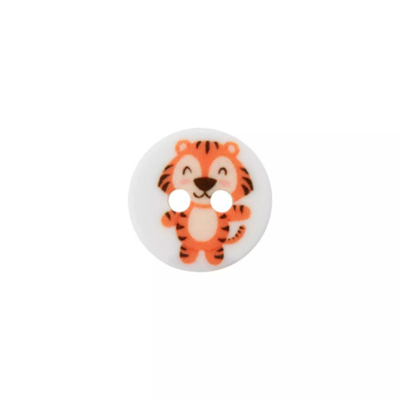 Polyesterknopf 12mm - Tiger weiss