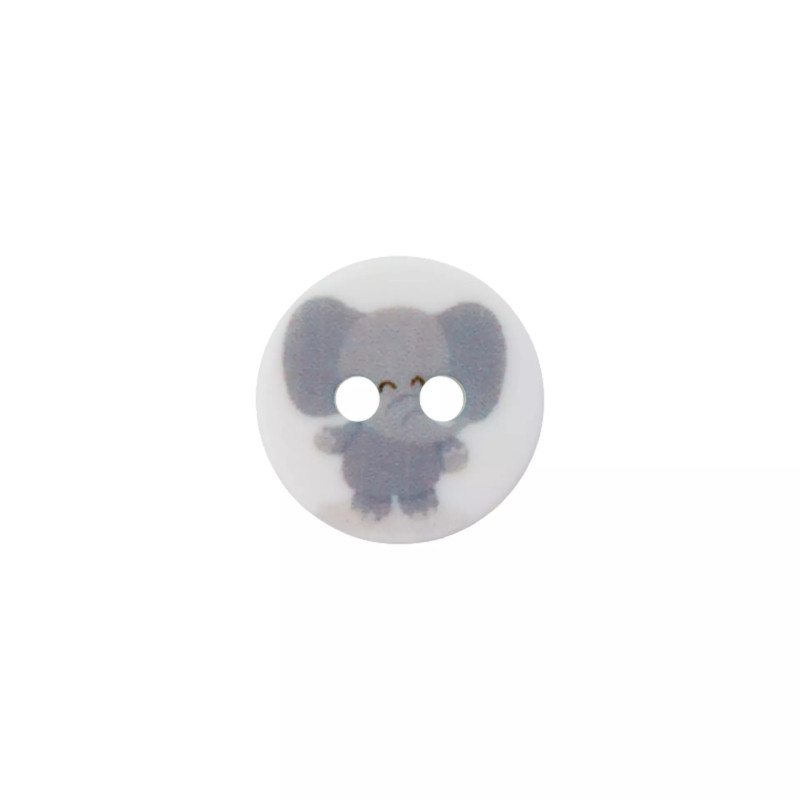 Polyesterknopf 12mm - Elefant weiss