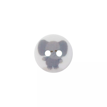 Bouton en polyester 12 mm - Éléphant blanc
