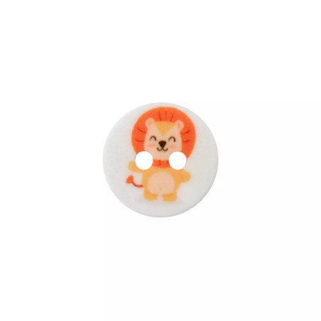 Bouton en polyester 12 mm - Lion blanc