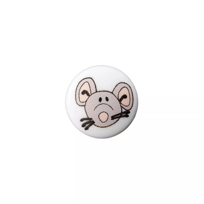 Polyesterknopf Öse 12mm - Maus weiss