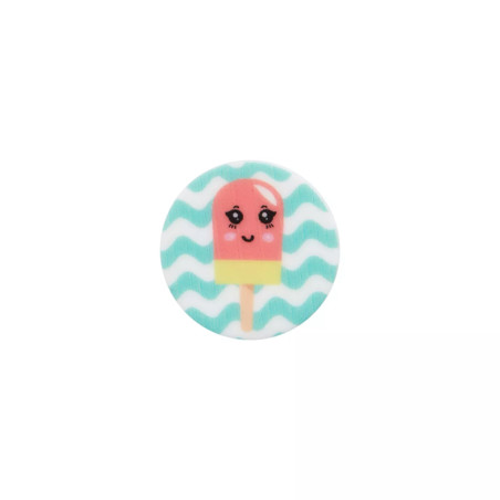 Polyester button eyelet 18mm - Ice chevron turquoise