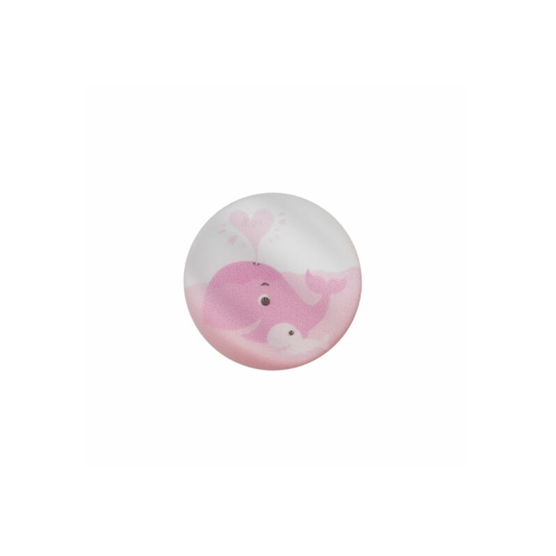 Polyester button eyelet 20mm - whale pink on white