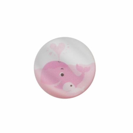 Polyester button eyelet 20mm - whale pink on white