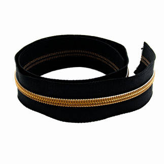 Endless zipper YKK 6mm metal black/antique brass