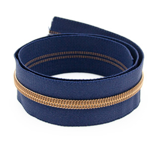 Endless zipper YKK 6mm metal marine/antique brass