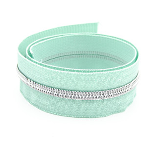 Fermeture éclair sans fin en métal YKK 6 mm vert pastel/argent