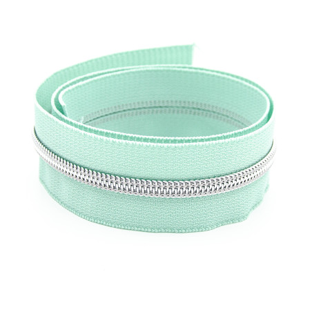 Fermeture éclair sans fin en métal YKK 6 mm vert pastel/argent