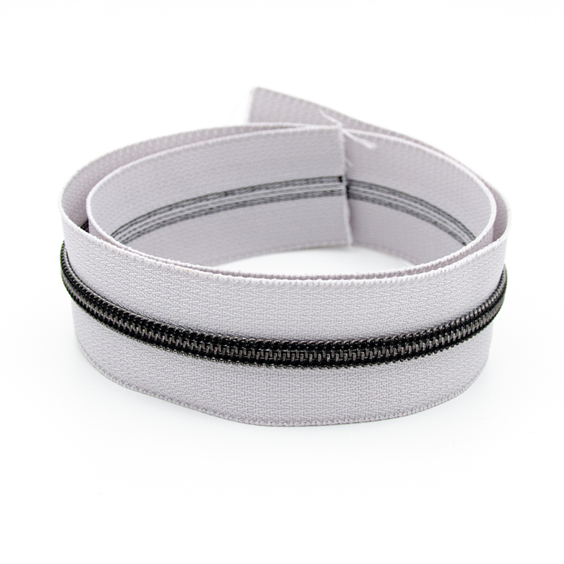 Fermeture éclair sans fin YKK 6 mm en métal gris argenté/gris acier