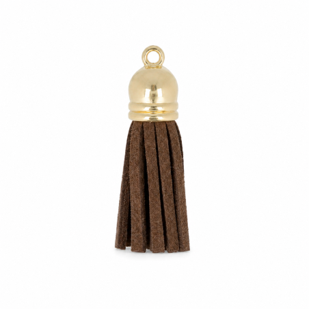 Anhänger - Mini-Quaste Kunstleder dunkelbraun