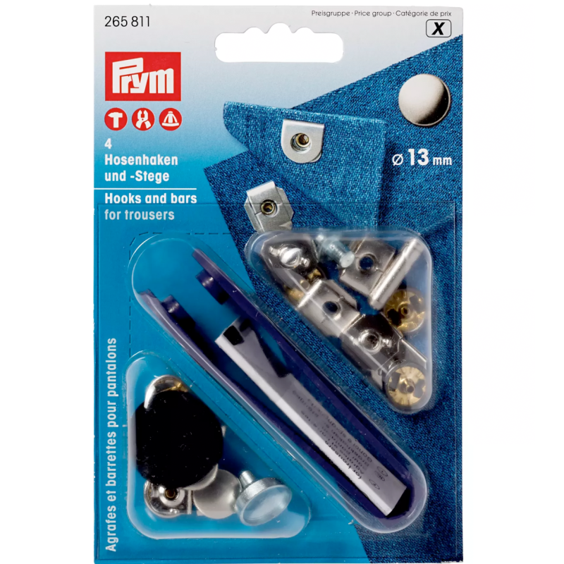 Prym trouser hooks and stays 13mm silver Prym trouser hooks and stays 13mm silver