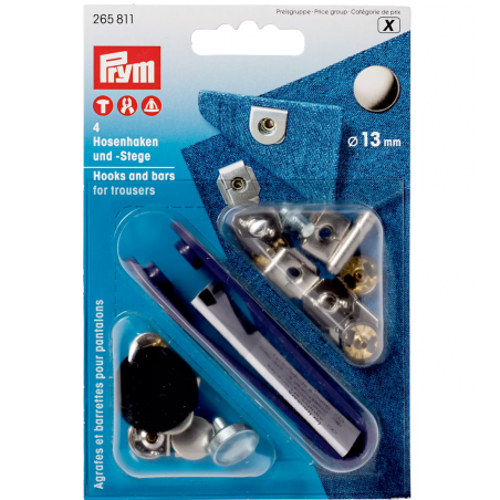 Prym trouser hooks and stays 13mm silver