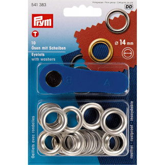 Prym eyelets and washers 14mm silver