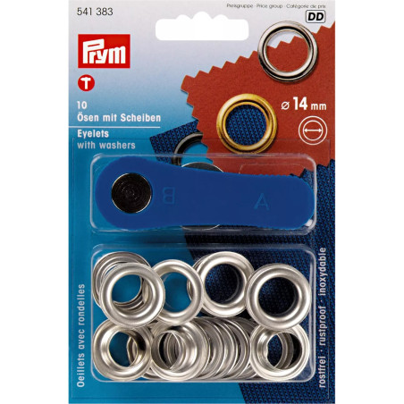 Prym eyelets and washers 14mm silver
