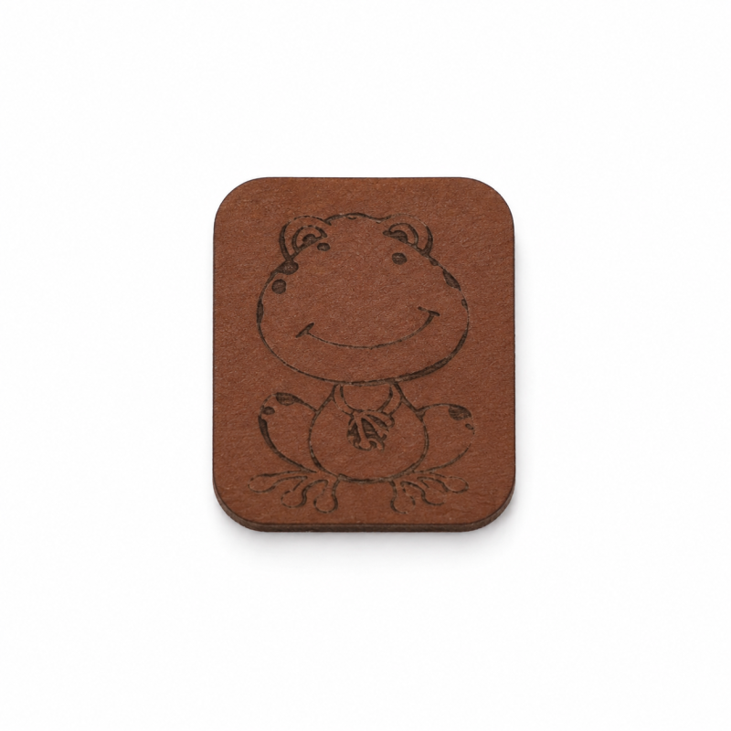 synthetic leather label - frog brown synthetic leather label - frog brown