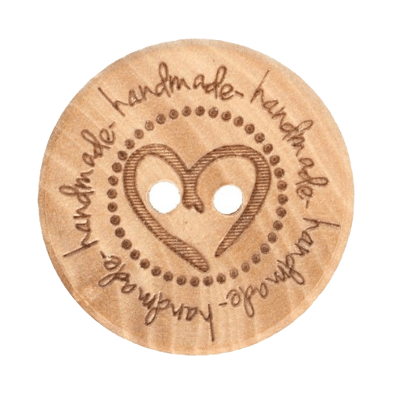 Bouton en bois Coeur fait main 20 mm